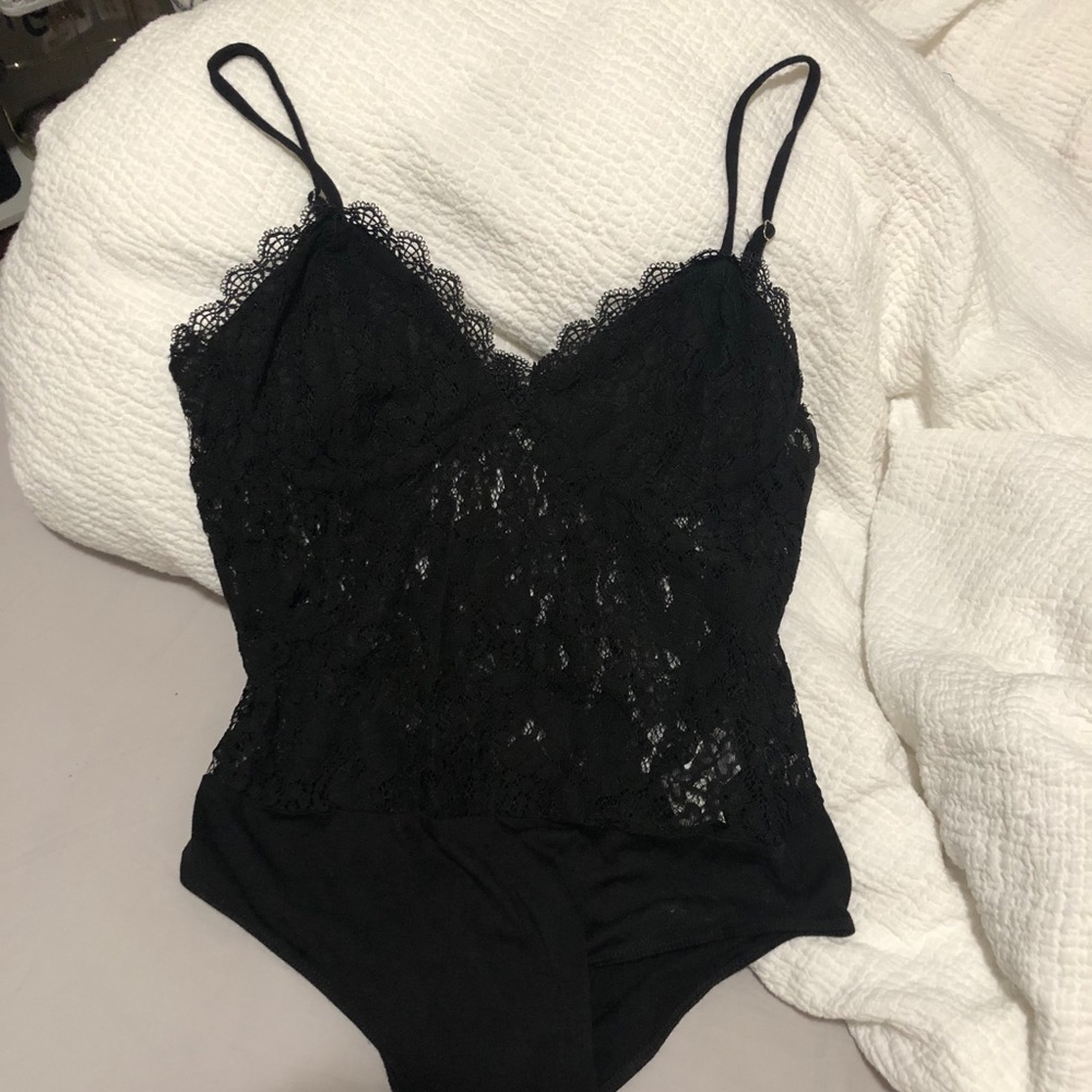 Black lace body suit